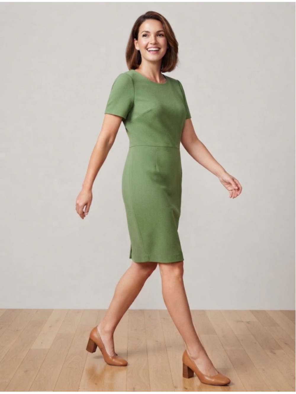 Boden Sage Green Midi Dress Size 12 Regular